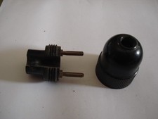 rare douille voleuse B22 en Bakélite Noir, entrée B 22 sortie prise femelle