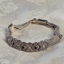 Bracelet Vintage Argent Sterling 925 Style Byzantin L 19cm x 10mm