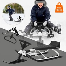 Luge à neige dirigeable pour enfants et adultes skibob blanc câble de traction