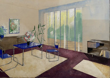 INTERIEUR MODERNISTE A LA GOUACHE ANONYME