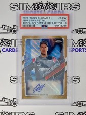 2021 Topps Chrome F1 Sebastian Vettel Auto Gold Wave Refractor 06/50 CA-SV PSA 9