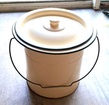 SEAU D'AISANCE POT DE CHAMBRE TOLE EMAILLEE ANCIEN