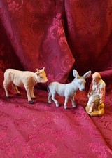 santon Devineau ane et boeuf 6cm T2 le vieux berger 7cm creche Noel