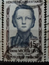 Timbre France 1159 Simone Michel-Lévy 15f brun gris 1958