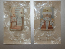 2 images pieuses communion sur papier brillant facon damassé