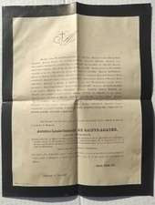 FAIRE PART DECES 1880 Antoine Louis Casimir DE SAINT-AGATHE imprimeur Besançon