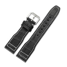 22mm Montre Cuir Noir Sangle Fabriqué Pour IWC Big Pilot Aviation / Haut