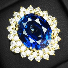 Inestimables bagues ovales en argent sterling 925 saphir bleu royal 9,20...