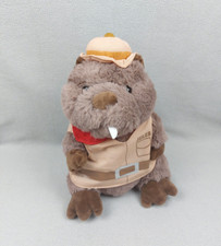 Peluche doudou castor Auchan Jules l’explorateur 30 cm marron chapeau bandana