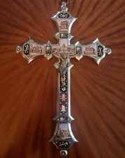 Crucifix en bronze argenté et micromosaïques – Rome, fin du XIXᵉ siècle