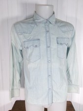 Chemise western bleu délavé EDWIN Us W' blacktop shirt M 38/40 boutons pressions