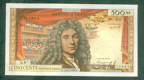 Rare billet 500nf - 500nf, moliÈre