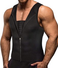 Homme Sweat Gilet Néoprène Entraînement Chemise Corps Shaper Sauna Costume Ta...