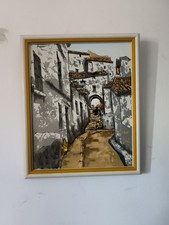 Huile sur toile de Bernard Dufour La Ruelle signée contre Signée au dos 