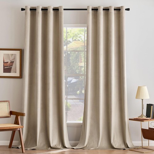 Rideau velours beige lot - rideau, 2