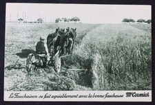 Carte postale publicitaire MAC CORMICK Machine agricole moisson fauchaison