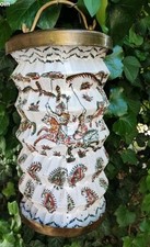 Antique Asian Brass Concertina Hanging Lantern Lanterne Asie Guerrier Chinois