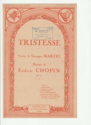 Partition tristesse paroles - partition,