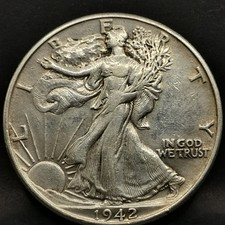 HALF DOLLAR 1942 PHILADELPHIE ARGENT 900‰ LIBERTY WALKING USA / 1/2 DOLLAR