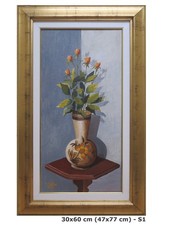 Peinture à Huile Pot De Rose