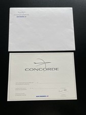 Collector AIR FRANCE CONCORDE certificat passage mur du son (vierge) + Enveloppe
