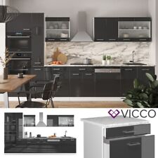 Kitchenette Bloc cuisine Cuisine intégrée R-Line 350 cm blanc anthracite Vicco