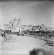 ALCANTARILLA  c. 1950 - Charette Vélo Monastère Espagne- Négatif 6 x 6 - ESP 374