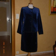 TAILLEUR VELOURS YVES SAINT LAURENT VINTAGE 80 RIVE GAUCHE VELVET SKIRT SUIT M