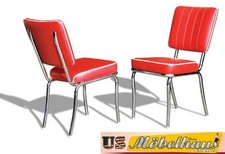 CO-25 Rouge Bel Air Meuble 2 Chaises Dîner de Cuisine Dans Style 50er Années