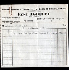 SAINT-JUST (18) CONCESSIONNAIRE GARAGE TRACTEUR Mac CORMICK "René JACQUET" 1956