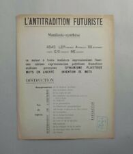 Guillaume APOLLINAIRE : L'antitradition futuriste. 1913 Avec tampon ex-libris 