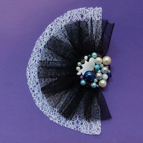 Broche ruban éventail blanc - broche,