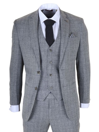 Homme piece gris - 3-piece, carreaux