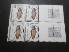 FRANCE 1982, timbre TAXE 103, BLOC QUARTINA avec bord, Insectes Scarites neuf**