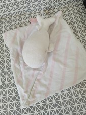 Doudou baleine plat rose blanc
