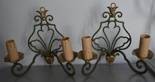 2 Anciennes Appliques Fer Forgé Murale dans Style Poillerat Art Déco 30/40 