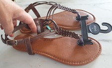 paire de CHAUSSURE ETE SANDALE marron tresses POINTURE 38 NEUF FEMME FILLE