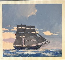 Paul Dessin 1914 2000 Aquarelle Brigantin Grand Voiliers