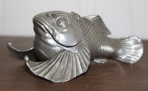 Encrier poisson ancien métal - encrier,