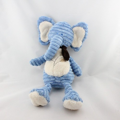 Doudou éléphant bleu blanc