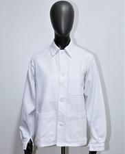 French Vintage 50s White Herringbone Cotton Work Painter Jacket LE COQ 40FR 8US