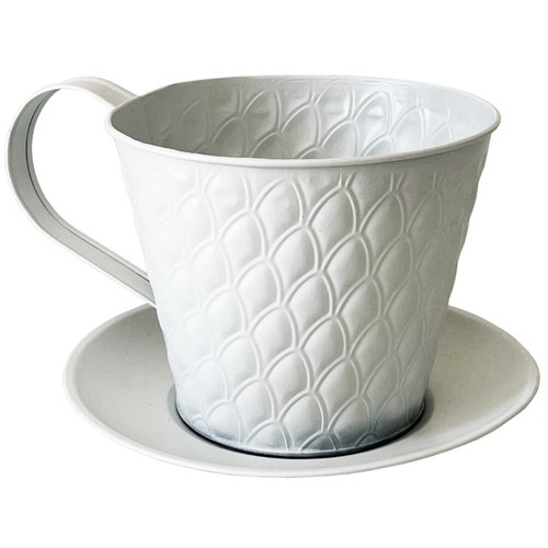 Cache pot métal blanc - pot,