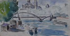 Albert Lepreux (1868-1959) (46) - aquarelle - Paris (passerelle Debilly)