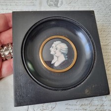 Portrait Miniature Peint Profil Louis XVI Marie Antoinette Signé Grisaille XIXè 