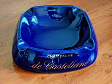 ? Ancien Cendrier Champagne de Castellane Céramique bleu Très bon état