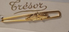 PINCE FIXE CRAVATE TRÉSOR TÊTE DE CHEVAL MÉTAL DORÉ INALTÉRABLE tie clip # K32