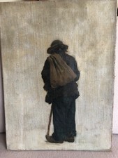 tableau ancien homme a la canne