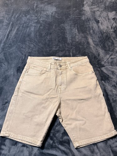 Zara men denim shorts beige - zara,