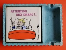 CENDRIER HUMORISTIQUE COMIQUE TURIER VINTAGE ANNÉE 70 ANCIEN EN FONTE ET FAÏENCE