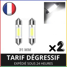 2X Navette Ampoule C5W C10W LED Puce COB Haute Luminosité 31mm Blanc 6000k 12V